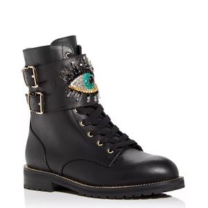 Kurt Geiger London Women's Sutton Eye Embellished Combat Boots